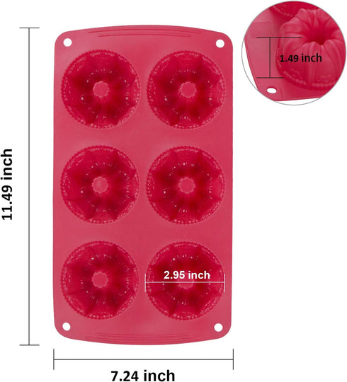 Webake Fancy Fluted Tube Cake Pan Non-stick Silicone Mini Tube Cake Baking Pan Kugelhopf Cake Mold Pack of 2...
