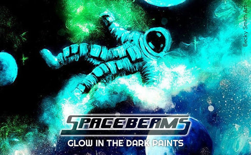 SpaceBeams Aquaris Glow in the Dark Paint (1.7 Fl Oz) Bright Aqua Glow (Light Blue/Turquoise), Non-Toxic, Water Based...