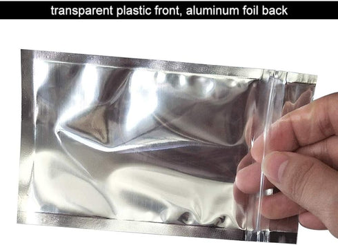 50 Pack Mylar Bags - 5.9x8.7 Inch Resealable Clear Zip Lock Food Storage Bags, Food Safe Plastic Aluminum Material - Silver...