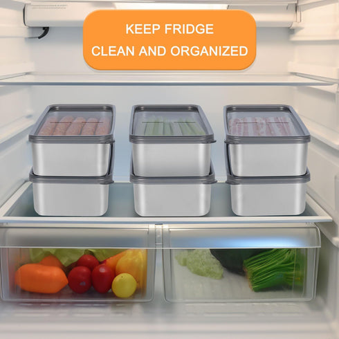 Bacon Container for Refrigerator, Bacon holder for refrigerator,Bacon Storage Container 304 Stainless Steel Sealed Food Storage Container with Cle...