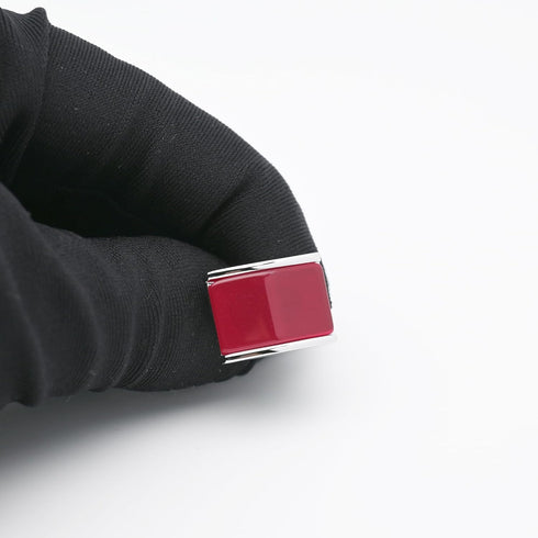 Rectangle Red Gemstone Cufflinks for Men Women In Gift Case Silver Elegent Men's Cufflinks Jewelry Set for Wedding Party Anniversary Business Even...
