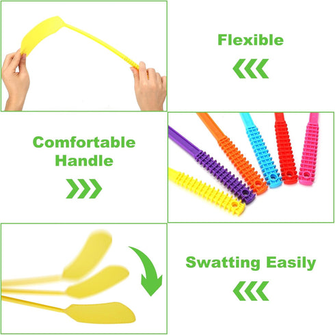 Fly Swatter,Plastic Flyswatters Multi-Pack,6 Bulk Vibrant Colorful Fly Killer,Long Handle Bug Swatter for Indoor and Outdoor...