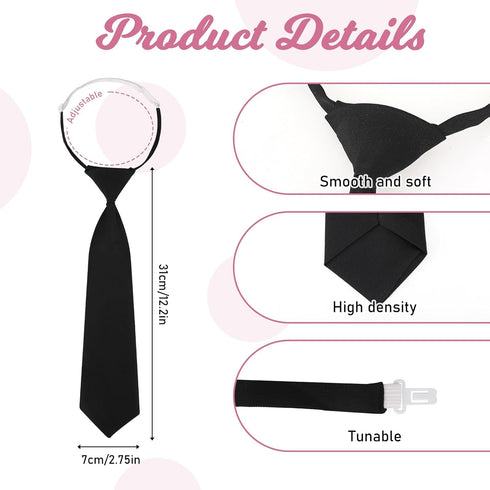 Ties for Women 13" Pre Tied Adjustable Necktie for Girls/Boys Black Tie for Women Skinny Necktie for School Uniforms JK/JC Cosplay Graduation Busi...