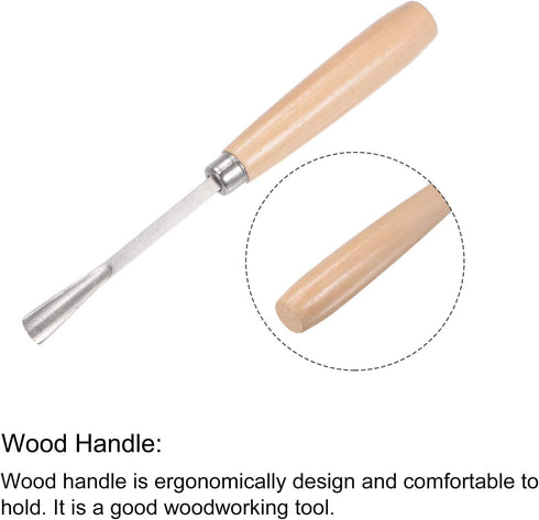 uxcell Wood Chisels Carving Knife, 10mm Chrome Plated 45# Carbon Steel Straight Half-round Tip Woodworking Hand Tool Graver 165mm (6.5-Inch) Lengt...