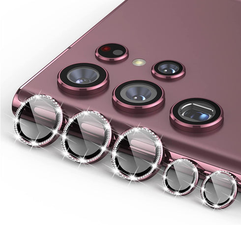 Diamond Series Galaxy S22 Ultra Camera Lens Protector Aluminium Alloy Ring 9H Tempered Glass Anti Scratch Decorative Camera Cover for Samsung Gala...