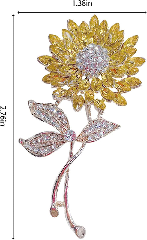 Brooch Pins Gold Sunflower Rhinestone Crystal Brooch Pins for Women Fashion Jewelry...