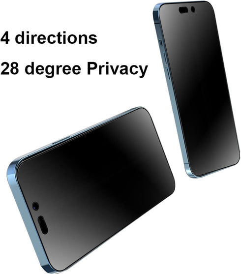 2 Pack 360 Degree Anti-glare Privacy Tempered Glass for iPhone 15 Pro Max Anti-Spy 4 Directions Matte Screen Protector Film 4 Sides Anti-Peeping 6...