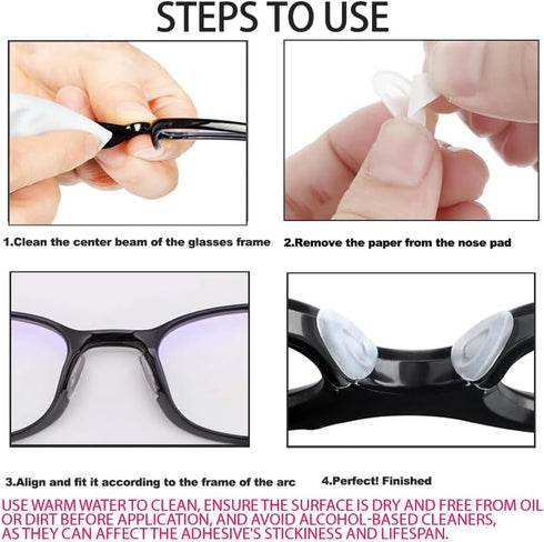 Eyeglass Nose Pads, Adhesive Anti-Slip Nose Pads, Soft Silicone Nose Pad Cushion for Glasses, Eyeglasses, Sunglasses, 12 Pairs(Clear)...