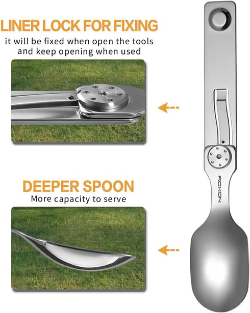 Roxon C2 Camping Utensil 2 in 1 Detachable Folding Cutlery with Fork & Spoon for Outdoor, Camping, Hiking, Easy to Carry Highly Practical Tablewar...