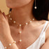 Pearl Jewelry Set for Women Brides Wedding Faux Pearl Necklace Bracelet Earrings Set Simulated Pearl Set Adjustable Y-shaped Pearl Necklaces Daint...