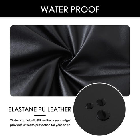 FORCHEER Split Office Chair Cover Waterproof PU Elastic Covers 2 Piece for Desk Computer Chair Slipcover Stretchable-Black...