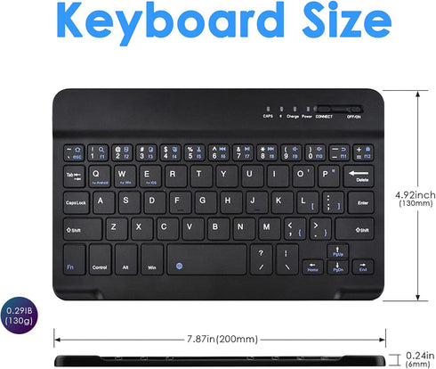 DETUOSI Universal 7-8 inch Wireless Keyboard, Multi-Device Travel Portable Ultrathin (6mm) Lightweight Wireless Keyboard for iOS/Android/Windows T...