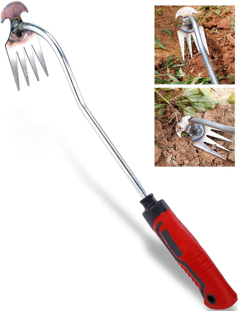 2024 Artifact Uprooting Weeding Tool, 16 Inch Rubber Handle Long Hand Weeder, 4 Teeth Manganese Steel Forged Gardening Hand Weeder Tools, Seniors ...
