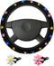 Cute Flower Floral Steering Wheel Cover, Embroidery Cute Flower Car Accessories Set with 2 Air Vent Clip Flowers, Universal Auto Interior Decor fo...