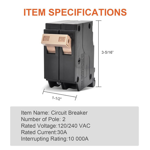 30-Amp Breaker 2-Pole Circuit Breaker,C230 Breaker, 3/4-Inch Plug-in Circuit Breaker,Thermal Magnetic Protection,10 KAIC, 120/240V...