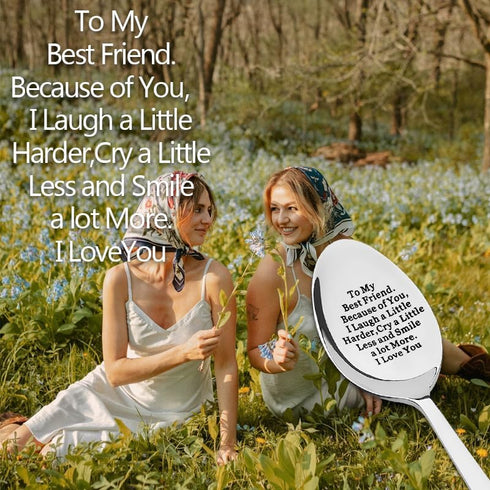 Friendship Spoon Gifts for Best Friend Anniversary Birthday Gift for Friends Friend Wedding Graduation Gifts for Bestie Engraved Stainless Steel S...
