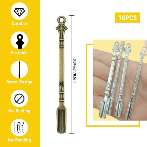 10 PCS Shovel Mini Spoon Alloy Tableware Charm Kitchen Pendant Spoon Tiny Shovel Spoon for Necklace DIY Craft Jewelry Making Keychain...