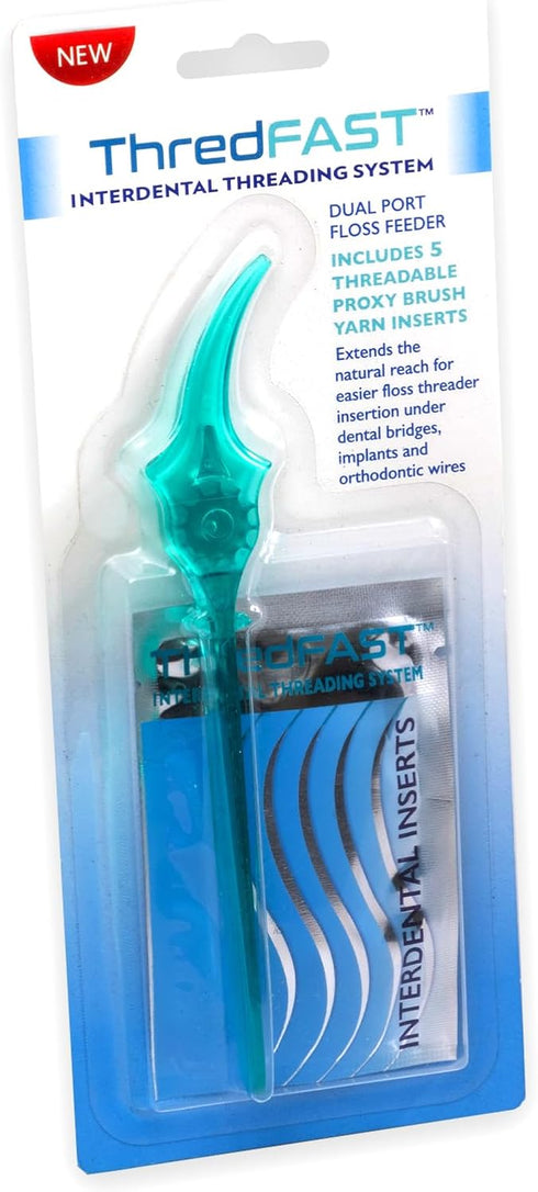 Interdental Threading System with Threadable Proxy Brush Inserts, for Flossing Under Bridges, Implants, Orthodontic Wires and Other Hard-to-Reach ...