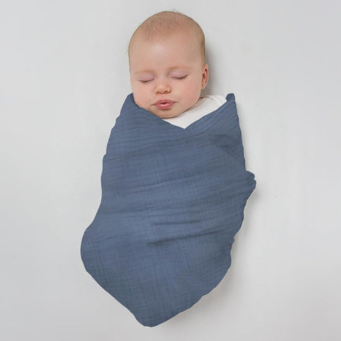 SwaddleDesigns Cotton Muslin Swaddle Blanket, Receiving Blanket for Baby Boys & Girls, Best Shower Gift, 46x46 inches, Denim...