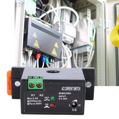 AC Current Sensing Switch Current Sensor Adjustable Current 0.2~30A Flameproof ABS Self Powered Sensing Switch Users Manual(Normally Closed)...