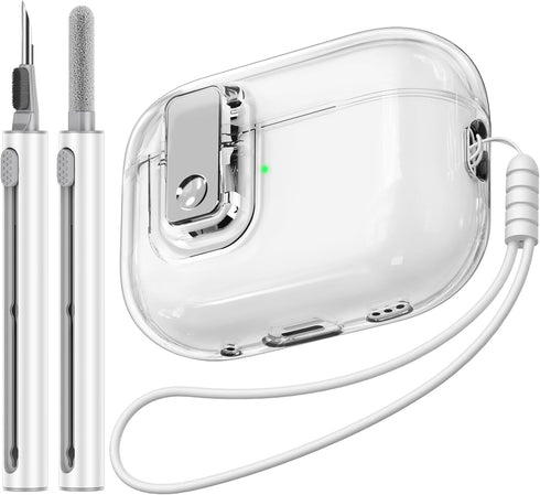 Compatible with Airpods Pro 2nd/1st Generation Case Cover with Cleaner Kit,Clear Soft TPU Transparent with Lock for AirPods Pro 2 Charging Case(US...