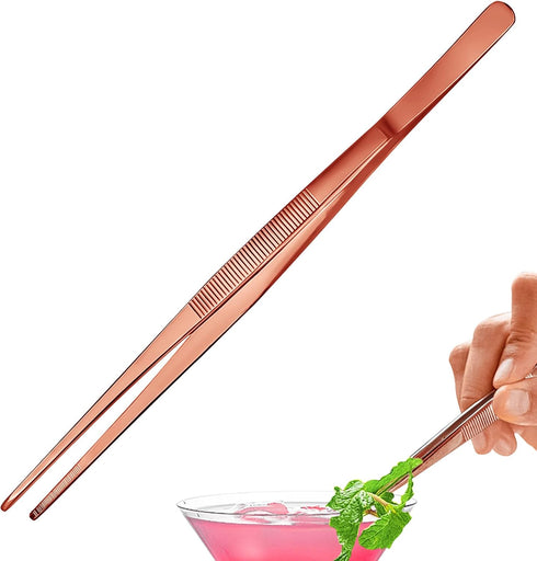 Tweezers – 11.8''/30cm Precision Tweezers, Garnish Stainless Steel Tongs for Bartender, Mixologists Clipping Food – NZ01-C (Copper)...