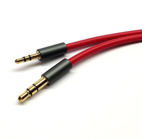 Red 6ft Gold Plated Design 3.5mm Male to 2.5mm Male Car Auxiliary Audio Cable Cord Headphone Connect Cable for Apple, Android Smartphone, Tablet a...