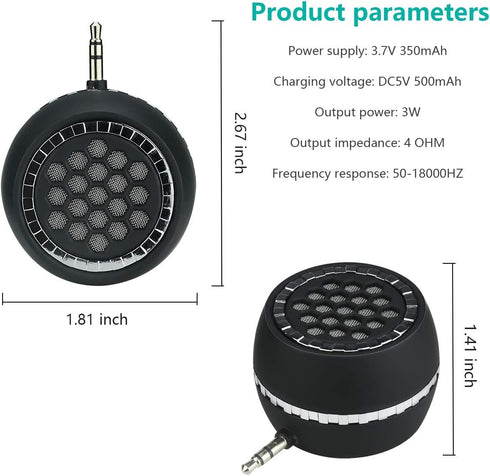 Mini Portable Speaker, 3W Mobile Phone Speaker Line-in Speaker with Clear Bass 3.5mm AUX Interface, Plug and Play for iPhone, Smartphone, IPad, Co...