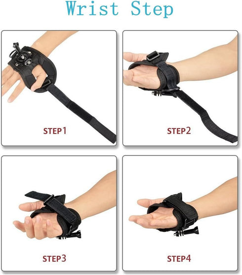 VVHOOY 360 Degree Rotation Hand Strap Mount Wrist Strap Belt Compatible with GoPro HERO11 10 9 8 7/AKASO EK7000/Brave 4 8 7 LE/V50X/V50/Dragon Tou...