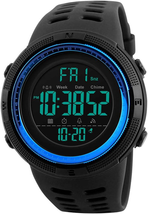 Tonnier Watch Mens Outdoor Sports Watches Multifunction Digital LED Military Dual Time Back Light Stopwatch Waterproof Wristwatches for Man with P...