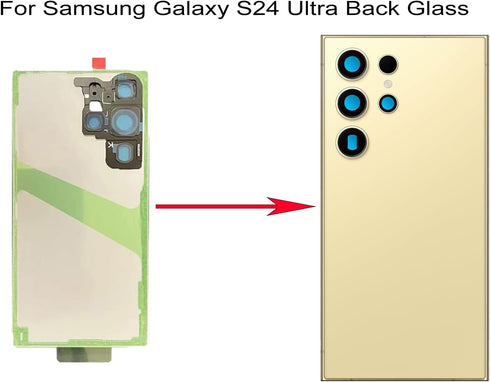 Galaxy S24 Ultra Back Glass Replacement for Samsung Galaxy S24 Ultra 5G Back Glass Cover with Pre-Installed Camera Lens and Adhesive + Repair Tool...