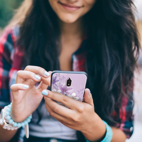 Phone Case for Blu view 2 with Lanyard Strap Girls Women Cute Slim Shockproof Protective Cover Case for Blu view 2/B130DL/B131DL - Purple Flower...