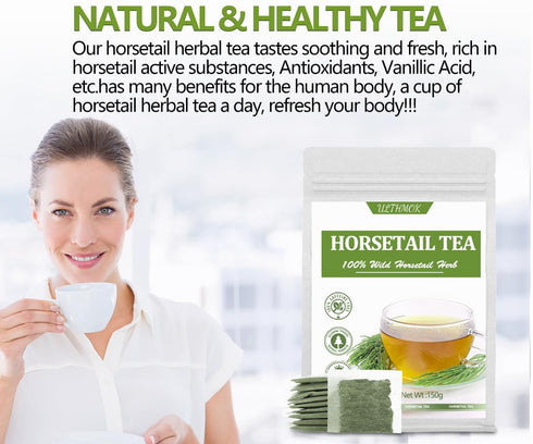 Premium 100 Horsetail Tea Bags, Made with 100% Wild Natural Horse Tail Herb, For Hair & Nail, No Additives & Caffeine Free-Cola De Caballo Hierba....