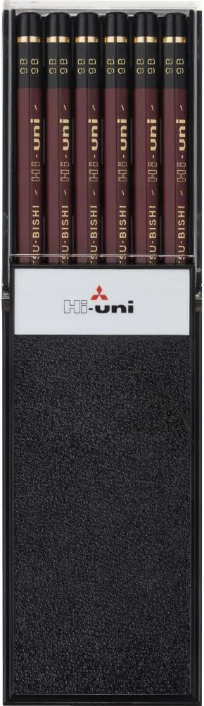 Uni Wooden Pencil, 9B, Box of 12 (HU9B)...