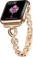 Dainty Heart Bands for Apple Watch 38mm 40mm 41mm 42mm, Bling Metal Strap for Women, Elegant Dressy Bracelet for iWatch Series 10/9/8/7/6/5/4/3/2/...