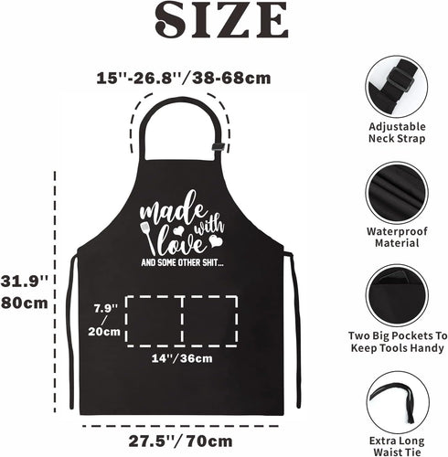 Funny Aprons for Women Men, Novelty Kitchen Cooking Apron with 2 Pockets, Cute Baking Gifts for Bakers, Birthday Housewarming Gifts for Wife Husba...