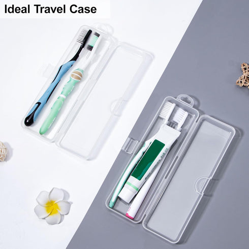 Toothbrush Case 2 Packs, Transparent Toothbrush Travel Case, Plastic Toothbrush Holder Travel Size, 7.87 x 2.36x 1.18 inches Portable Toothbrush C...