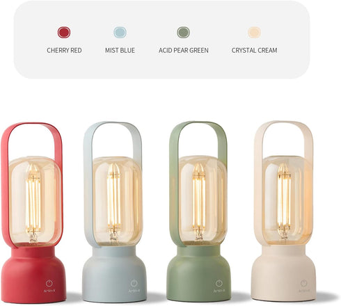 Retro Cordless Lantern Table Lamp, 40 Hours Long Lasting Dimming Night Light, Small Rechargeable Battery Operated Light for Nightstand, Decoration...