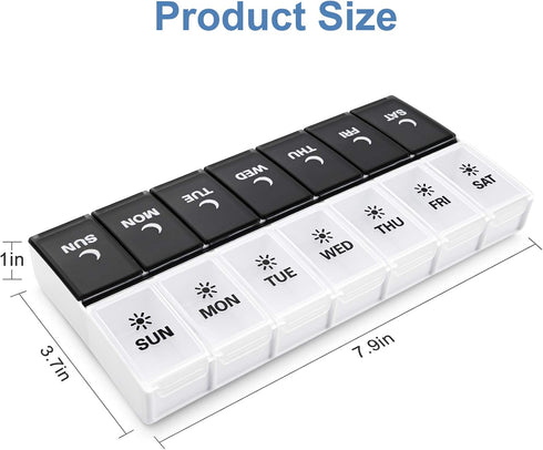 DANYING Large Pill Organizer 2 Times a Day, Weekly Box Per AM PM Case, Day Night Container 7 Vitamin Case Twice...
