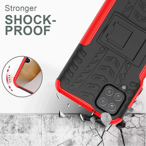 Galaxy A12 Phone Case, Samsung A12 Phone Case with Screen Protector, Shockproof Silicone Protective with Kickstand Hard Phone Cover for Samsung Ga...