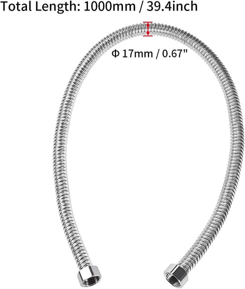 uxcell Corrugated Stainless Steel Flexible Water Line 39.4inch Long G1/2 Female Threaded Connector with Washer...