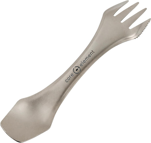 Core Element TITANIUM SPORK 3-in-1 Lightweight Eco-friendly Durable Spoon-Fork-Knife Survival Utensil Tool Perfect for Camping, Home, Travel (Pack...