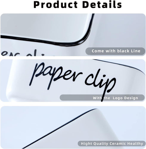 Creamic Farmhouse Paper Clip Holders for Desk 3.3-Inch (White)...