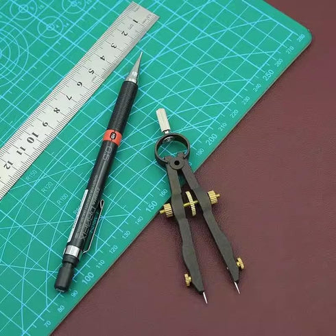 1.75 Inch Leather Compass Adjustable Lockable?Leather Crafts Tools?Professional Compass for Geometry?Compass Drawing Tool (Black 1.75 Inch)...