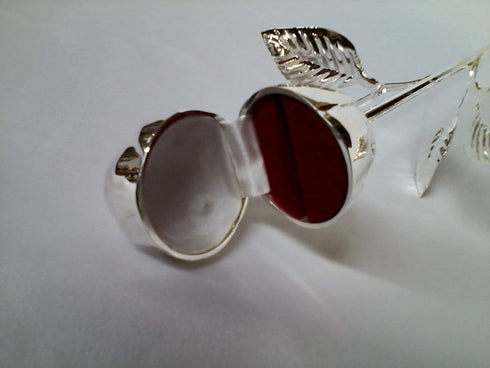 Rose Ring Holder with Long Stem, Silver...