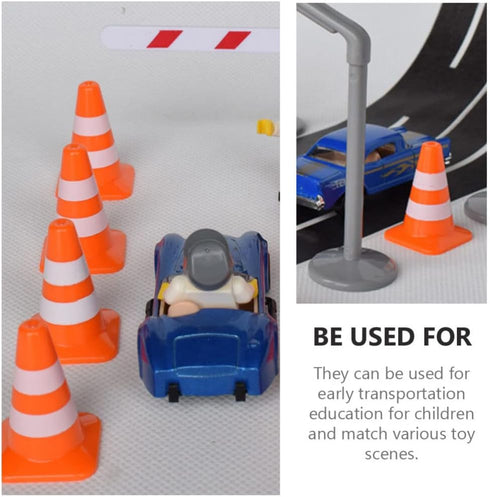 STOBOK Traffic Cone, 7pcs Traffic Signs Toys Miniature Traffic Road Cone Construction Toys Mini Cones Kids DIY Traffic Roadblock Toy for Kids Educ...