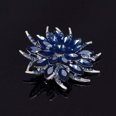 Flower Brooches Pin for Women Brides Created Crystal Brooch Blue?3Pcs?...