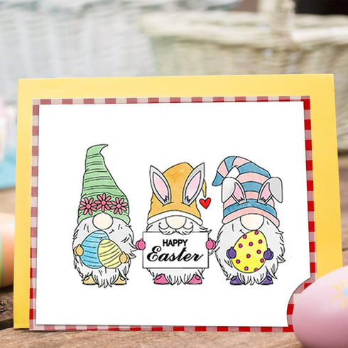 Easter Gnomes Clear Stamps for Card Making and Journaling, Cute Gnome Silicone Stamps Easter Words Banner Rubber Stamps for Scrapbooking DIY Cards...