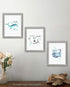Confetti Fox Kids Bathroom Wall Art Decor - 8x10 Unframed Set of 3 Prints - Sea Animals Dolphin Shark Whale - Wash Brush Flush...