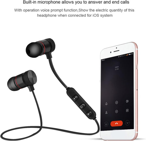 POCREATION Bluetooth Neckband Headphones, Magnet Wireless Bluetooth Sports Earphone Headset Headphone Sport Noise Cancelling Headphone for Gym Wor...